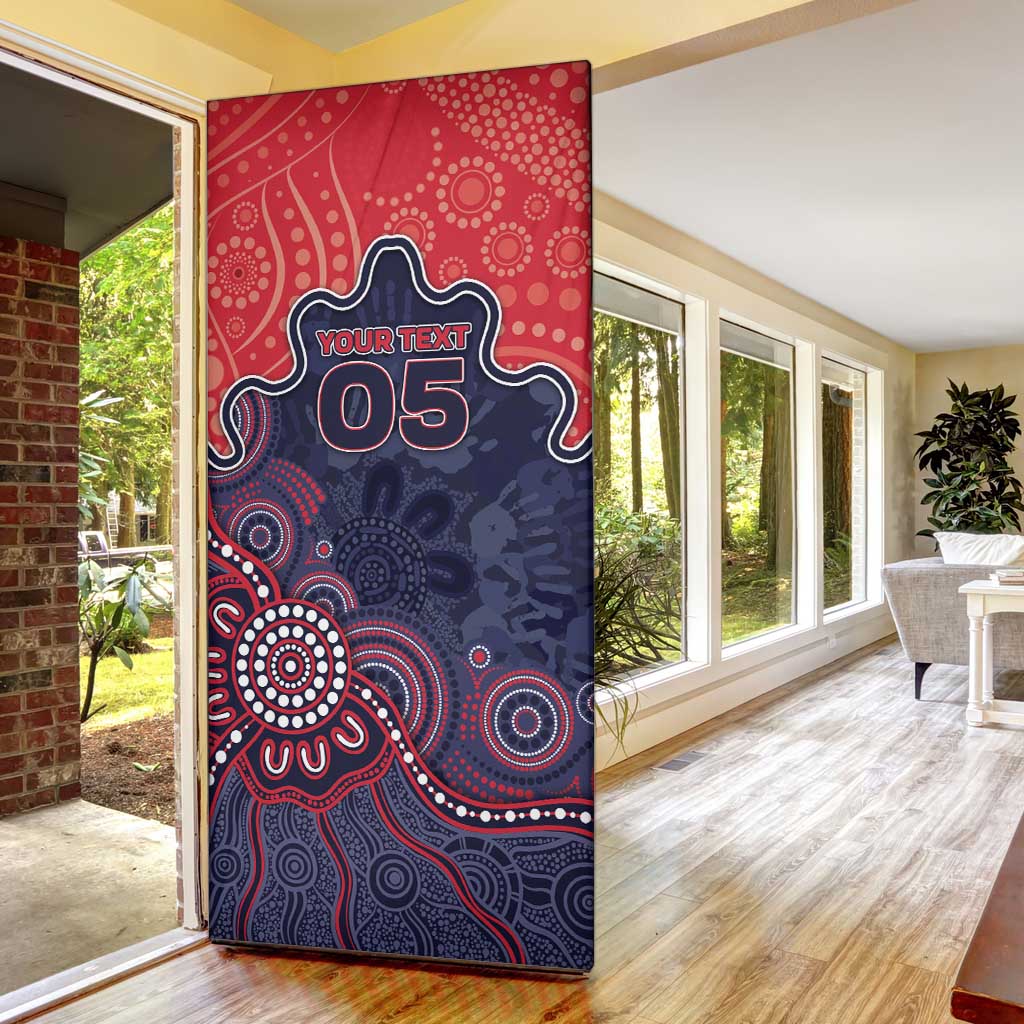 Custom Demons Football Door Cover Aboriginal Dot Art Pattern