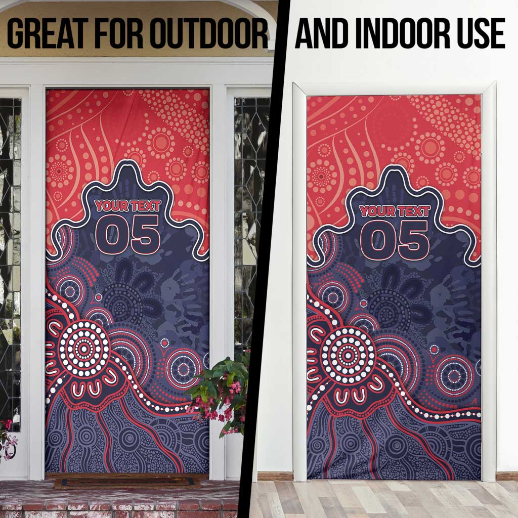 Custom Demons Football Door Cover Aboriginal Dot Art Pattern