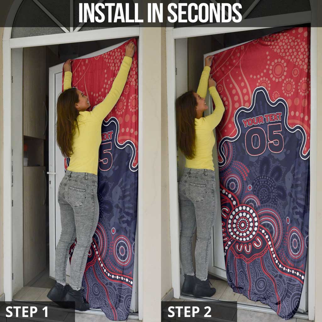 Custom Demons Football Door Cover Aboriginal Dot Art Pattern