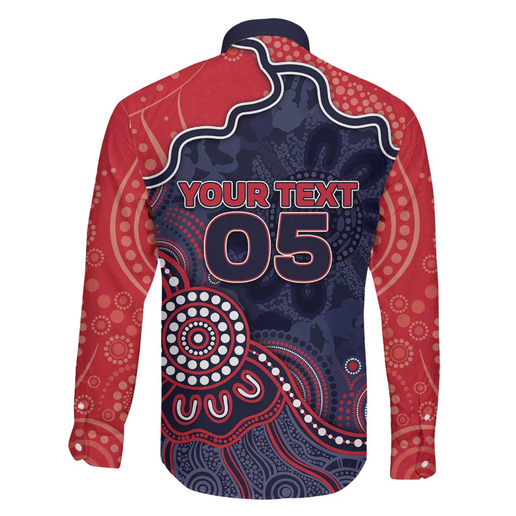 Custom Demons Football Family Matching Long Sleeve Bodycon Dress and Hawaiian Shirt Aboriginal Dot Art Pattern