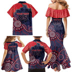 Custom Demons Football Family Matching Mermaid Dress and Hawaiian Shirt Aboriginal Dot Art Pattern