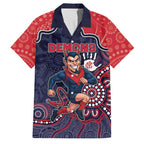 Custom Demons Football Family Matching Off Shoulder Maxi Dress and Hawaiian Shirt Aboriginal Dot Art Pattern