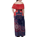 Custom Demons Football Family Matching Off Shoulder Maxi Dress and Hawaiian Shirt Aboriginal Dot Art Pattern