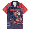 Custom Demons Football Family Matching Off Shoulder Short Dress and Hawaiian Shirt Aboriginal Dot Art Pattern