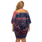Custom Demons Football Family Matching Off Shoulder Short Dress and Hawaiian Shirt Aboriginal Dot Art Pattern