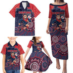 Custom Demons Football Family Matching Puletasi and Hawaiian Shirt Aboriginal Dot Art Pattern