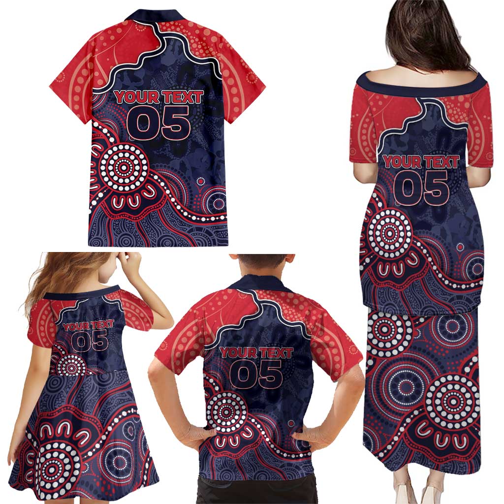 Custom Demons Football Family Matching Puletasi and Hawaiian Shirt Aboriginal Dot Art Pattern