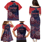 Custom Demons Football Family Matching Puletasi and Hawaiian Shirt Aboriginal Dot Art Pattern