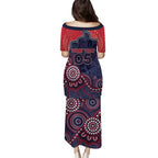 Custom Demons Football Family Matching Puletasi and Hawaiian Shirt Aboriginal Dot Art Pattern
