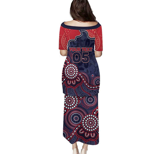 Custom Demons Football Family Matching Puletasi and Hawaiian Shirt Aboriginal Dot Art Pattern