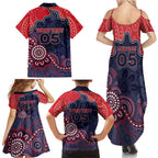 Custom Demons Football Family Matching Summer Maxi Dress and Hawaiian Shirt Aboriginal Dot Art Pattern