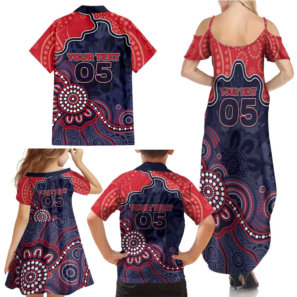 Custom Demons Football Family Matching Summer Maxi Dress and Hawaiian Shirt Aboriginal Dot Art Pattern