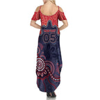 Custom Demons Football Family Matching Summer Maxi Dress and Hawaiian Shirt Aboriginal Dot Art Pattern