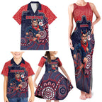 Custom Demons Football Family Matching Tank Maxi Dress and Hawaiian Shirt Aboriginal Dot Art Pattern