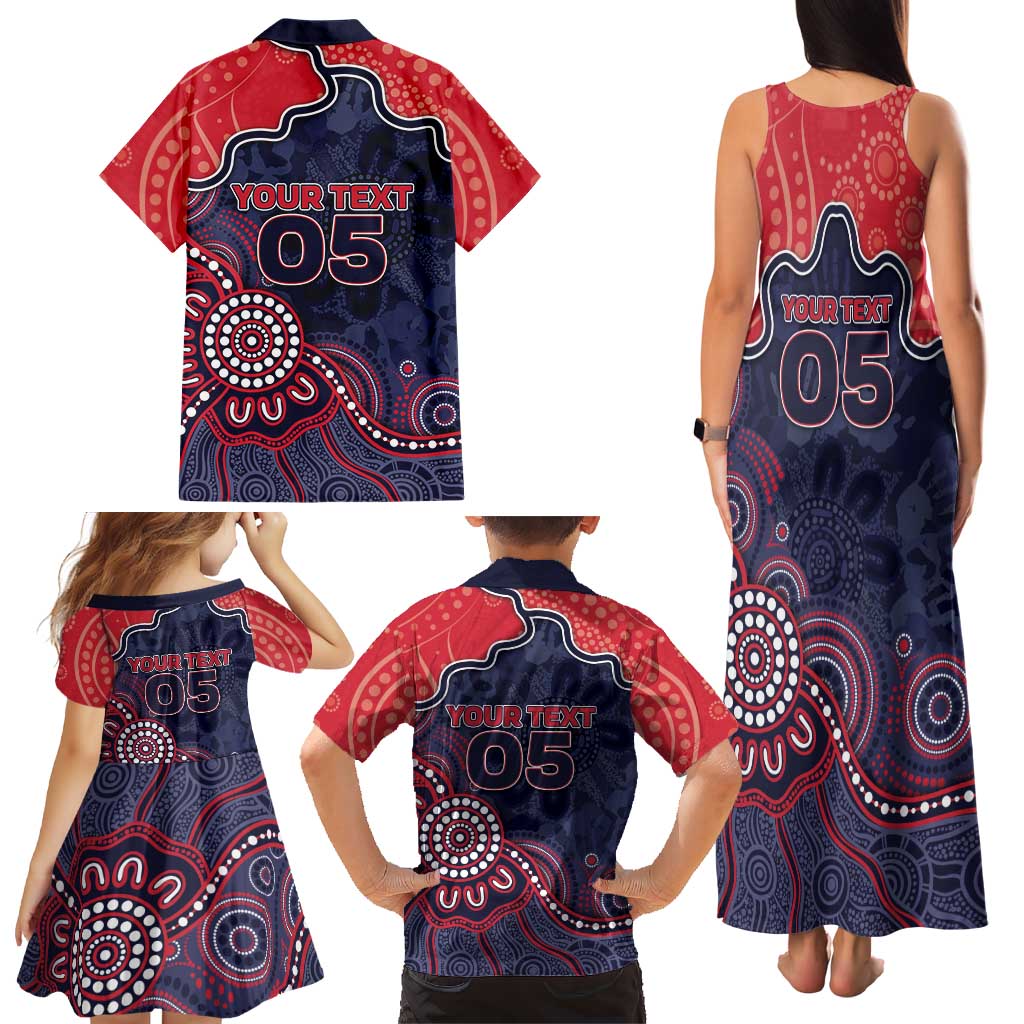 Custom Demons Football Family Matching Tank Maxi Dress and Hawaiian Shirt Aboriginal Dot Art Pattern
