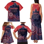 Custom Demons Football Family Matching Tank Maxi Dress and Hawaiian Shirt Aboriginal Dot Art Pattern