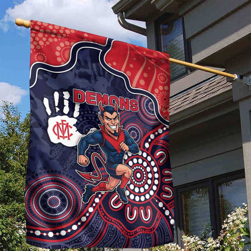 Demons Football Garden Flag Aboriginal Dot Art Pattern