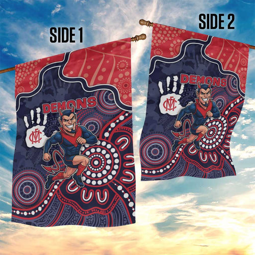 Demons Football Garden Flag Aboriginal Dot Art Pattern