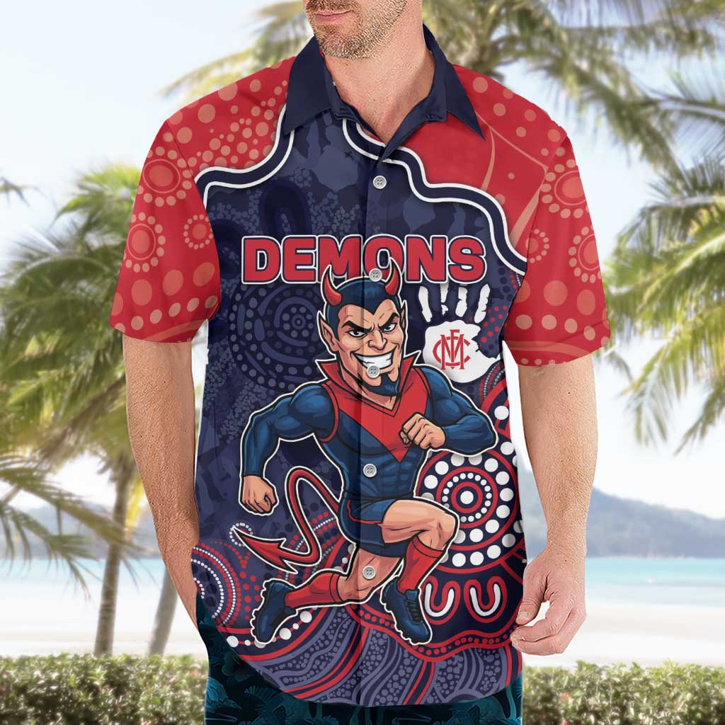 Custom Demons Football Hawaiian Shirt Aboriginal Dot Art Pattern