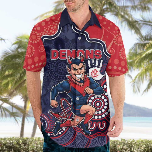 Custom Demons Football Hawaiian Shirt Aboriginal Dot Art Pattern