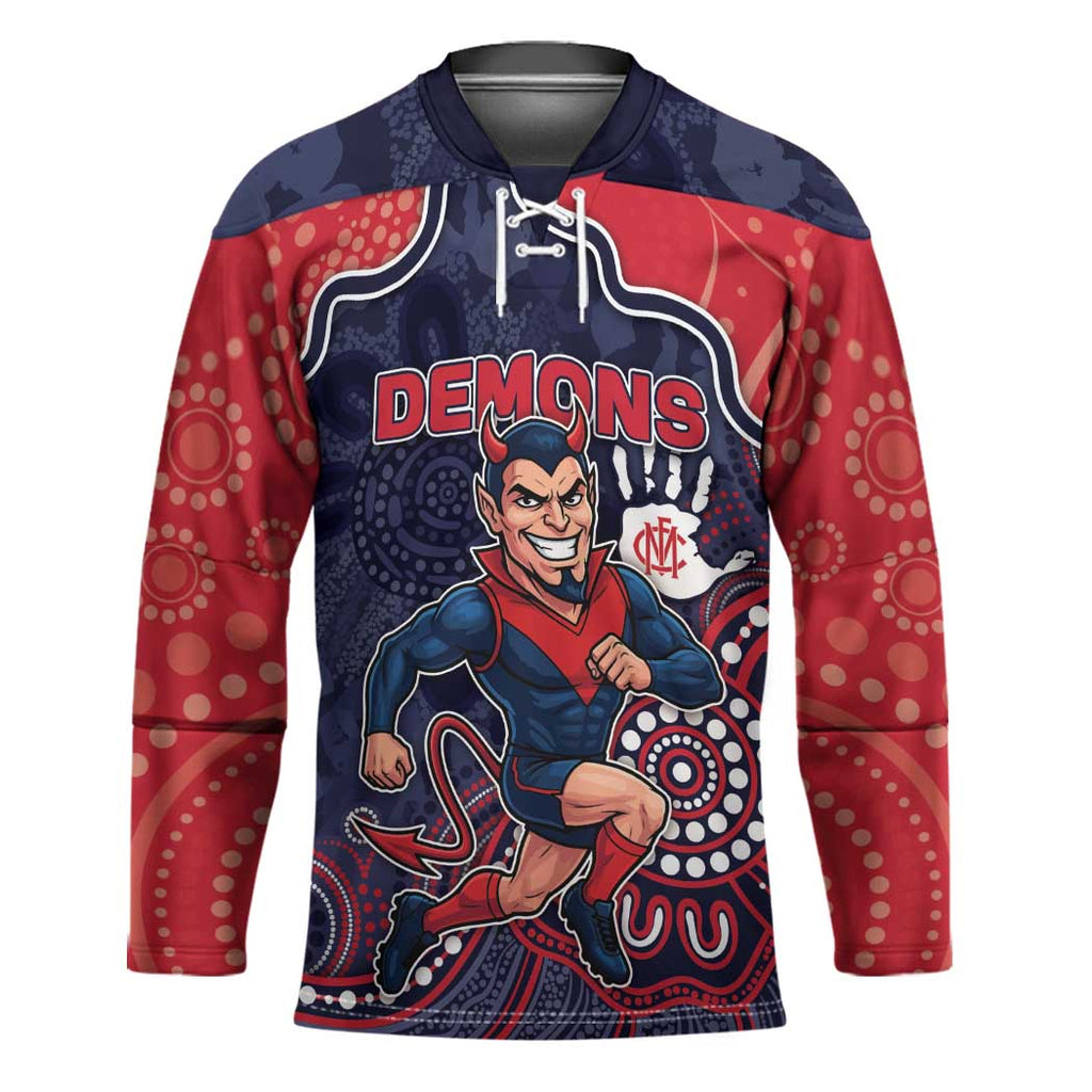 Custom Demons Football Hockey Jersey Aboriginal Dot Art Pattern