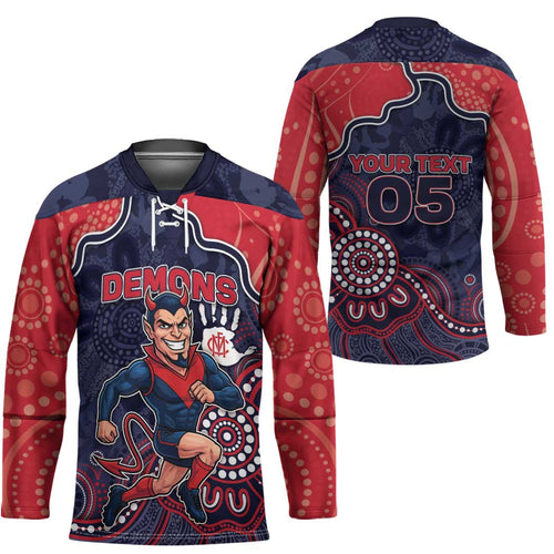 Custom Demons Football Hockey Jersey Aboriginal Dot Art Pattern