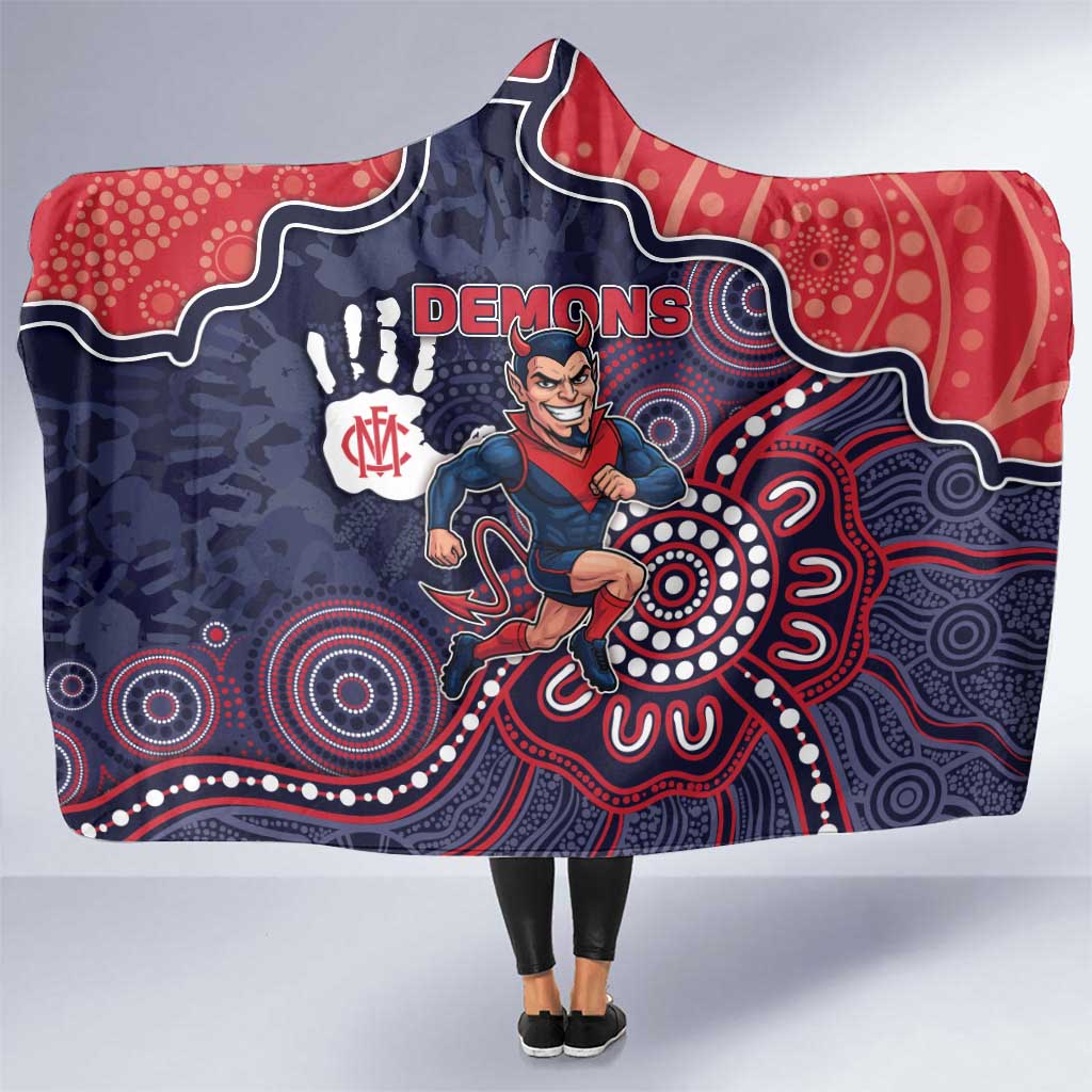 Demons Football Hooded Blanket Aboriginal Dot Art Pattern