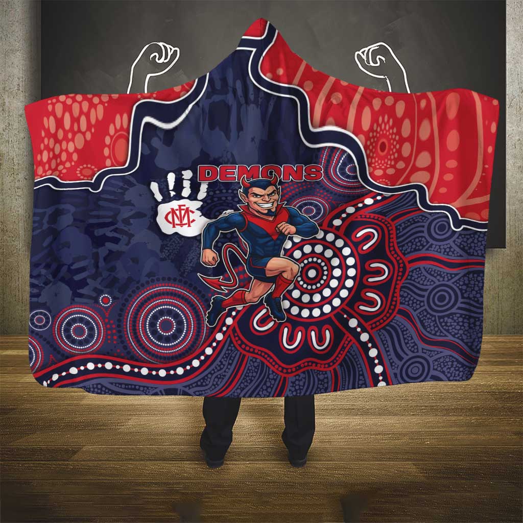Demons Football Hooded Blanket Aboriginal Dot Art Pattern