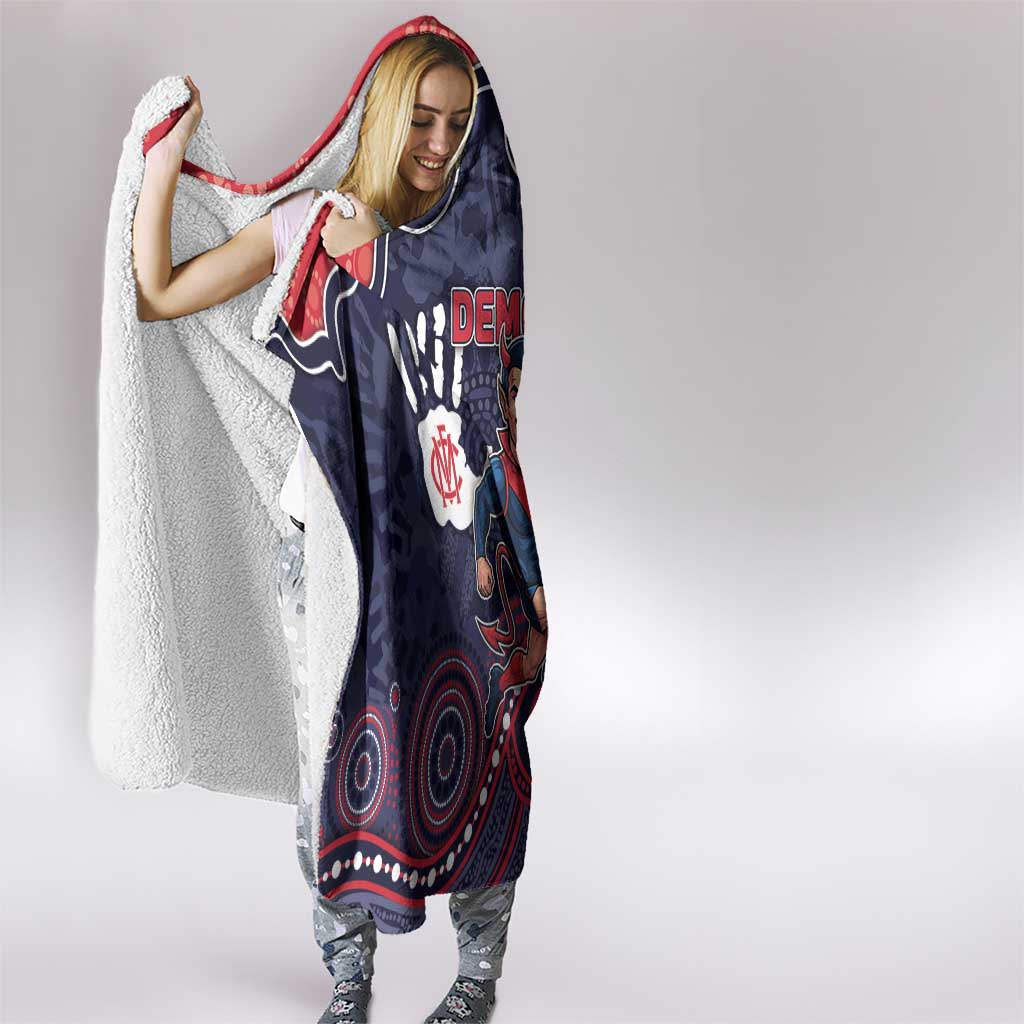 Demons Football Hooded Blanket Aboriginal Dot Art Pattern