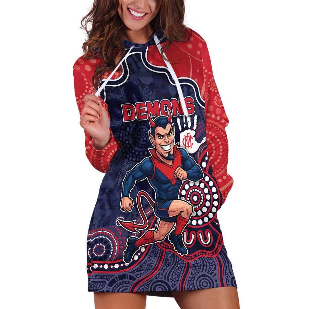 Custom Demons Football Hoodie Dress Aboriginal Dot Art Pattern