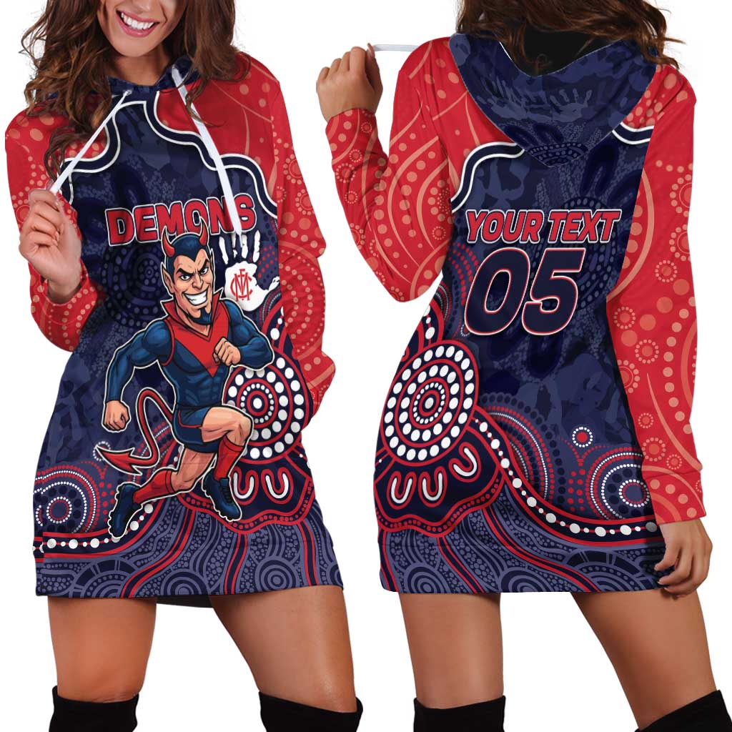 Custom Demons Football Hoodie Dress Aboriginal Dot Art Pattern