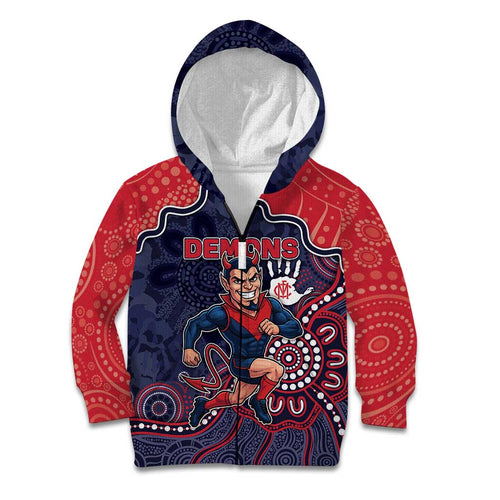 Custom Demons Football Kid Hoodie Aboriginal Dot Art Pattern