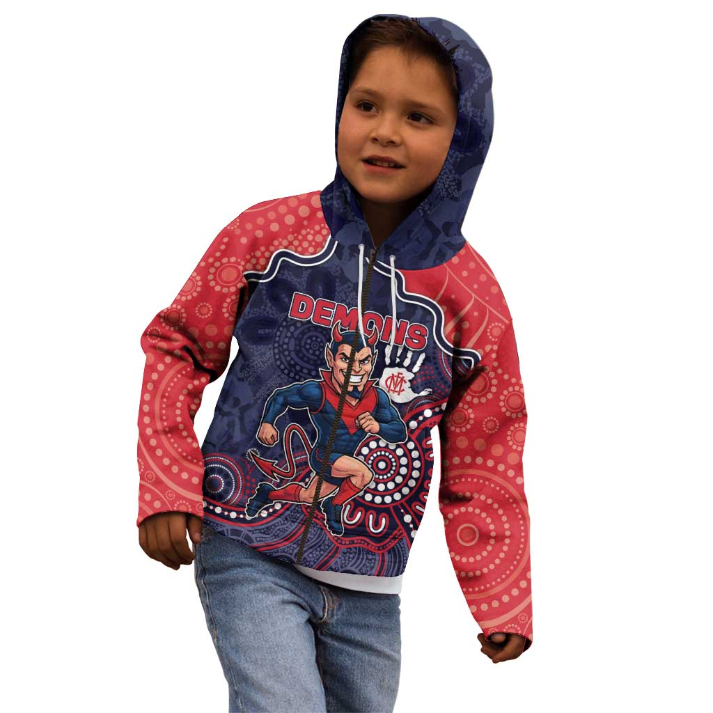 Custom Demons Football Kid Hoodie Aboriginal Dot Art Pattern