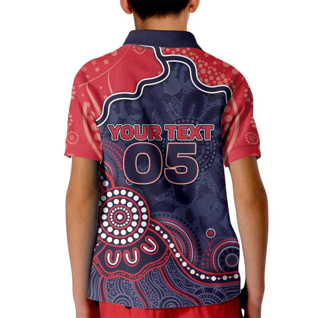 Custom Demons Football Kid Polo Shirt Aboriginal Dot Art Pattern