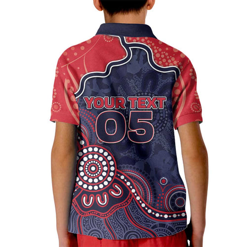 Custom Demons Football Kid Polo Shirt Aboriginal Dot Art Pattern