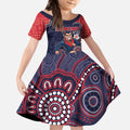Custom Demons Football Kid Short Sleeve Dress Aboriginal Dot Art Pattern