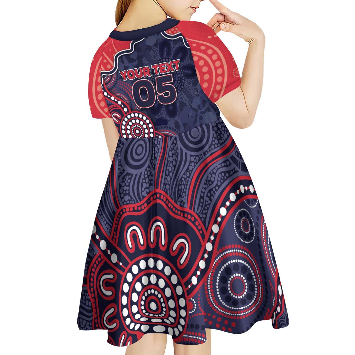 Custom Demons Football Kid Short Sleeve Dress Aboriginal Dot Art Pattern