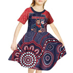 Custom Demons Football Kid Short Sleeve Dress Aboriginal Dot Art Pattern