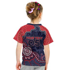 Custom Demons Football Kid T Shirt Aboriginal Dot Art Pattern