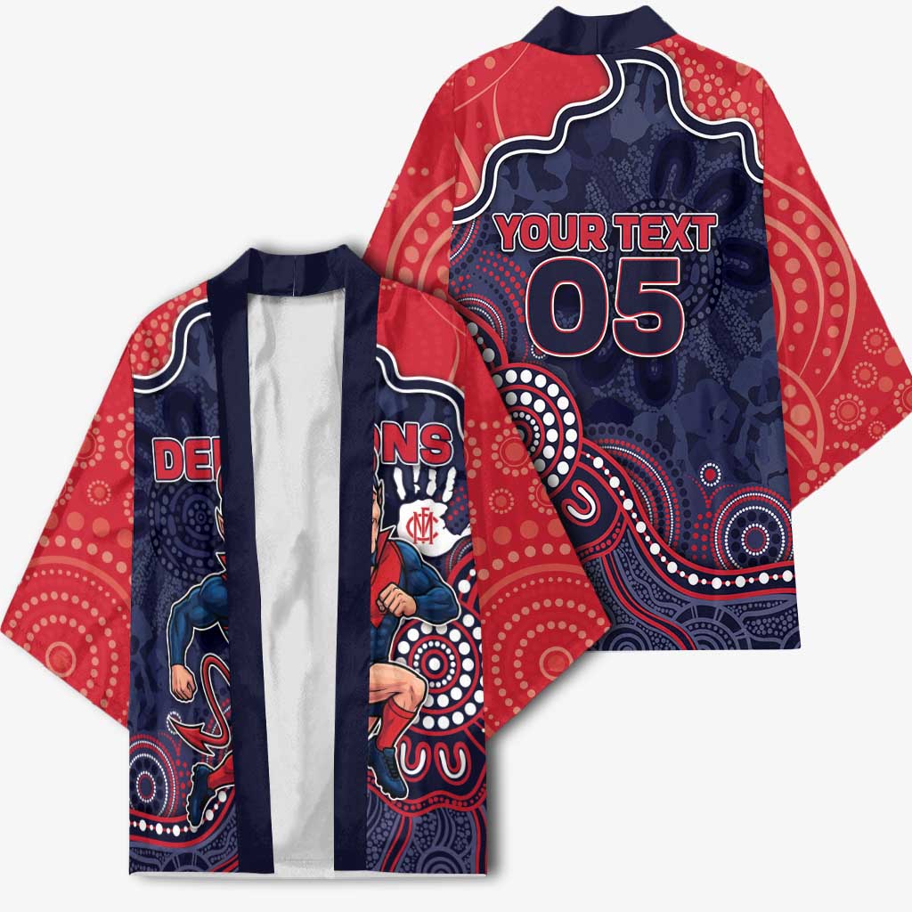 Custom Demons Football Kimono Aboriginal Dot Art Pattern