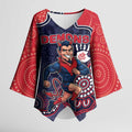 Custom Demons Football Kimono Sleeve Blouse Aboriginal Dot Art Pattern
