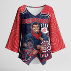 Custom Demons Football Kimono Sleeve Blouse Aboriginal Dot Art Pattern