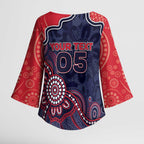 Custom Demons Football Kimono Sleeve Blouse Aboriginal Dot Art Pattern