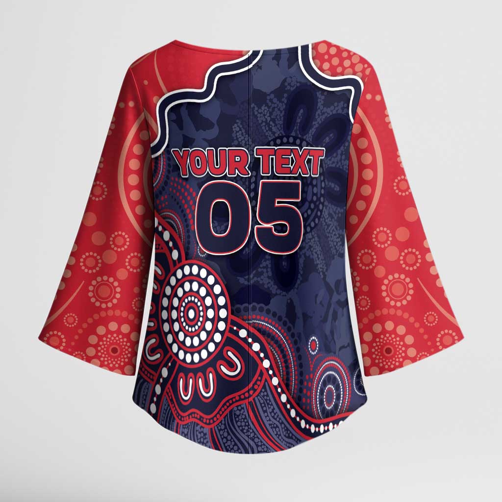 Custom Demons Football Kimono Sleeve Blouse Aboriginal Dot Art Pattern