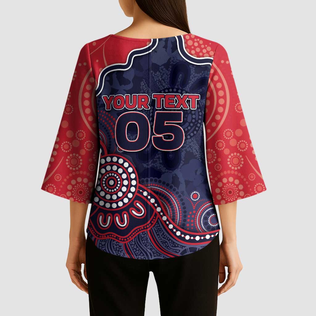 Custom Demons Football Kimono Sleeve Blouse Aboriginal Dot Art Pattern