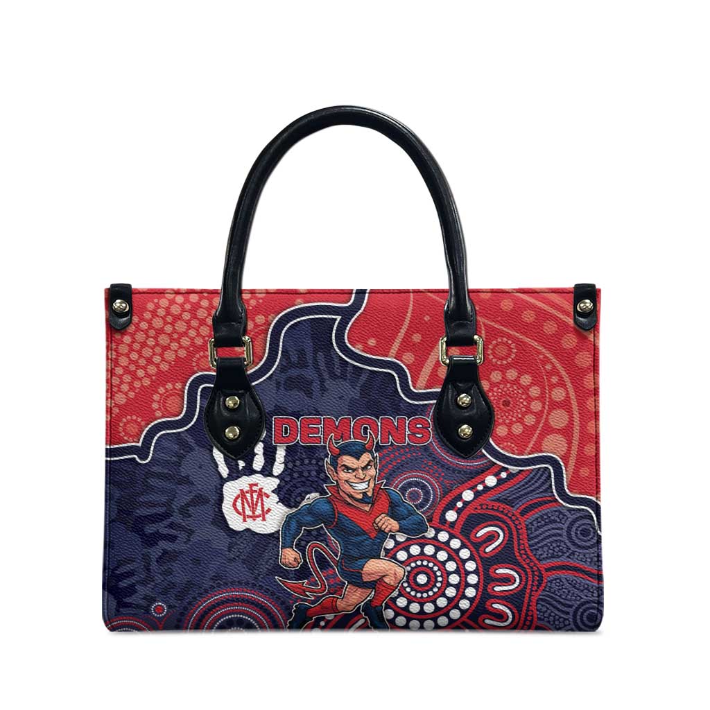 Demons Football Leather Bag Aboriginal Dot Art Pattern