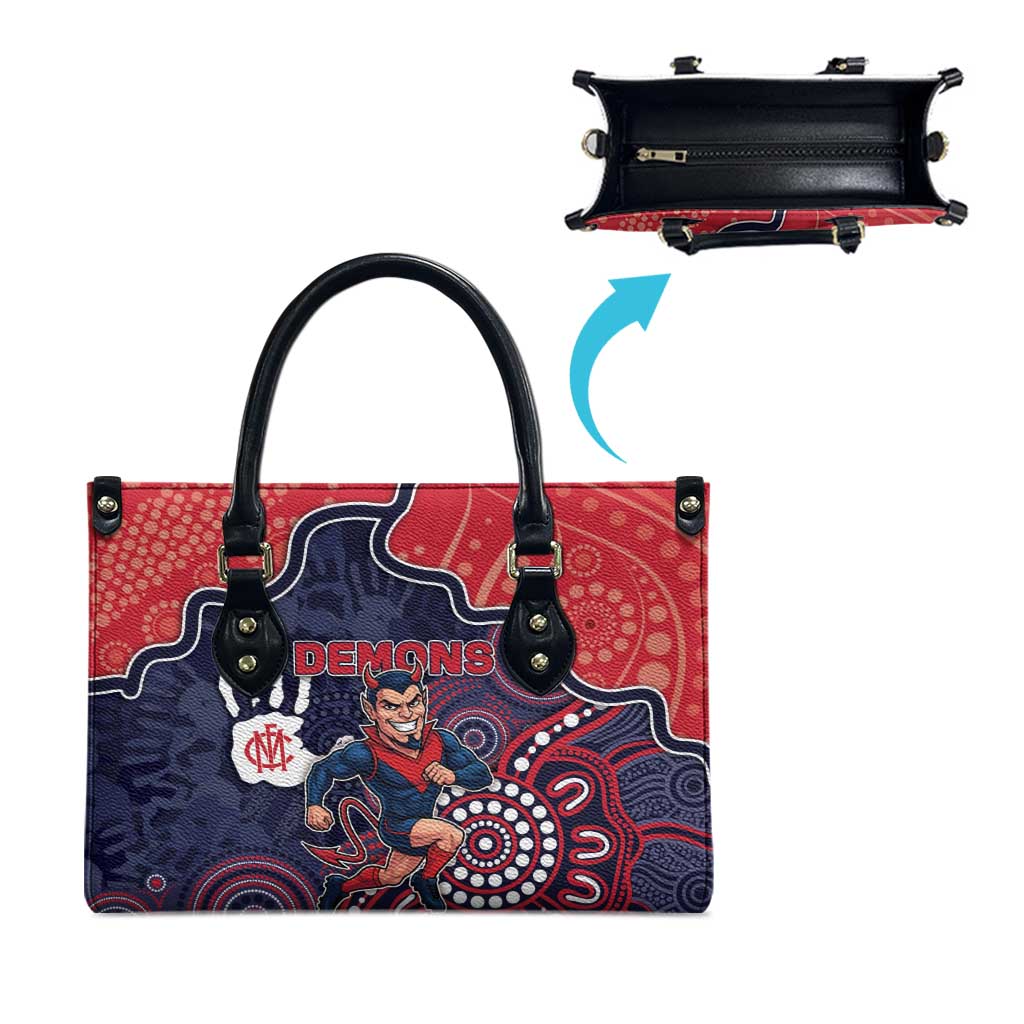 Demons Football Leather Bag Aboriginal Dot Art Pattern