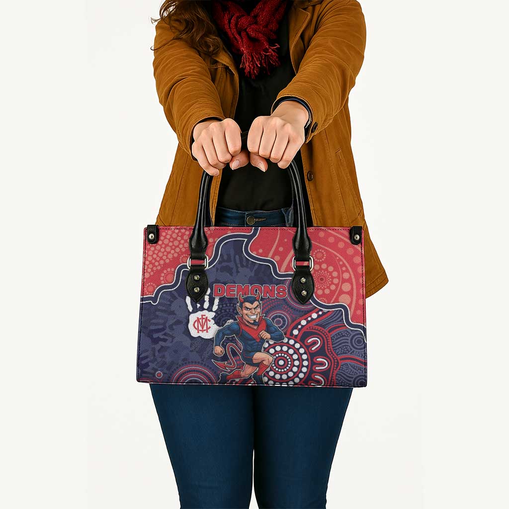Demons Football Leather Bag Aboriginal Dot Art Pattern