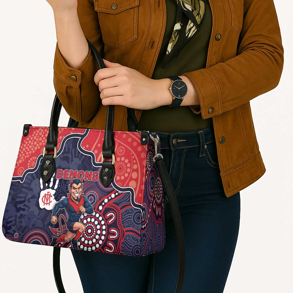 Demons Football Leather Bag Aboriginal Dot Art Pattern