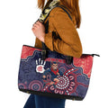 Demons Football Leather Tote Bag Aboriginal Dot Art Pattern